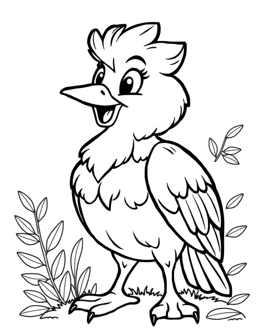 Cheerful cartoon partridge coloring page