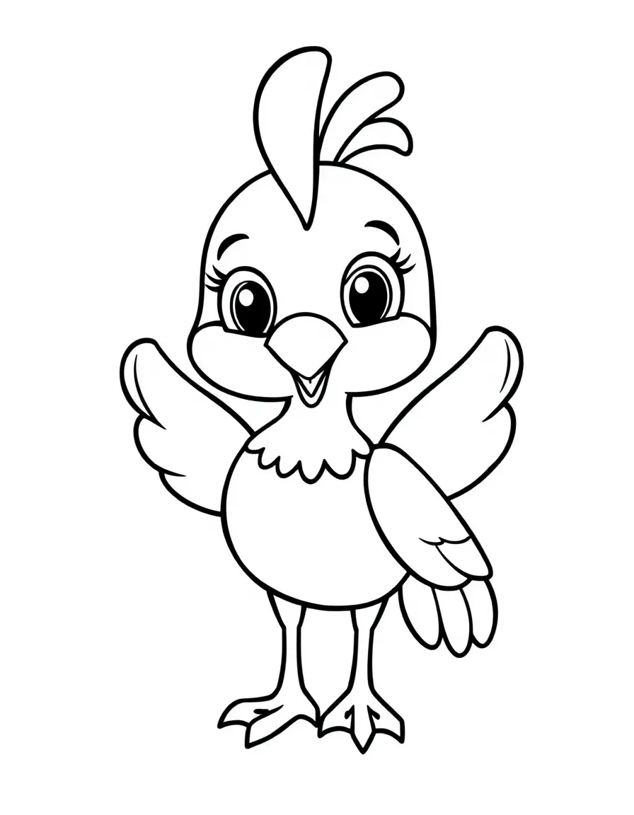 Cheerful cartoon rhea coloring page