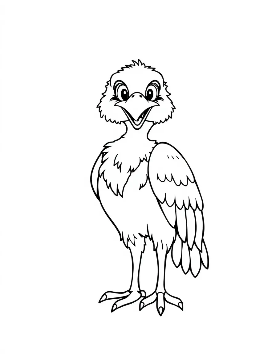 Cheerful cartoon vulture coloring page
