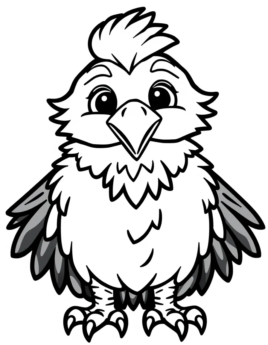 Cheerful cartoon condor coloring page