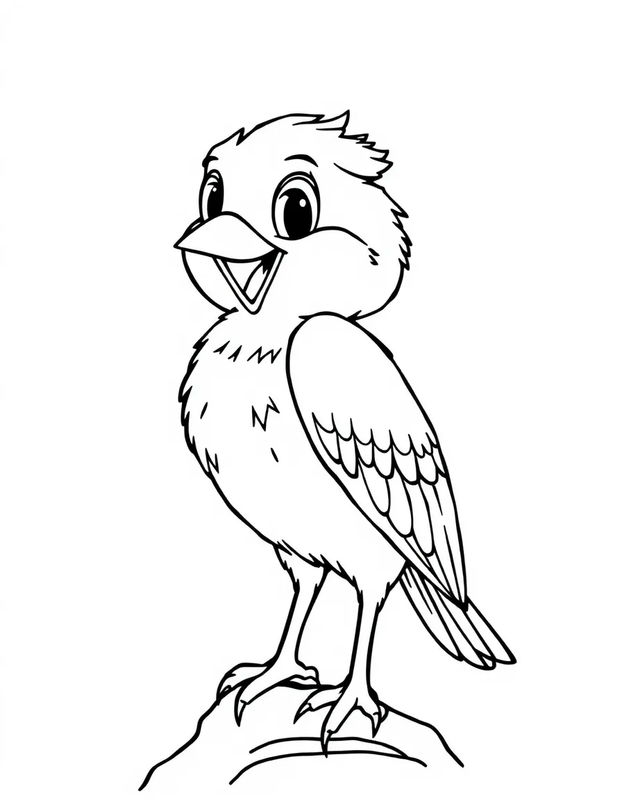 Cheerful cartoon kestrel coloring page