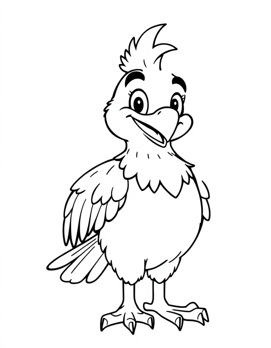 Cheerful cartoon buzzard coloring page