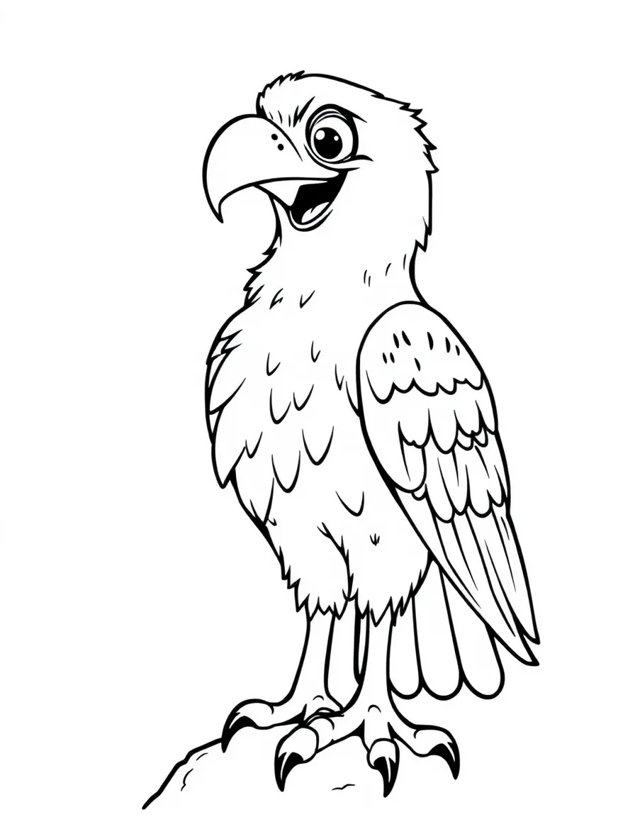 Cheerful cartoon goshawk coloring page