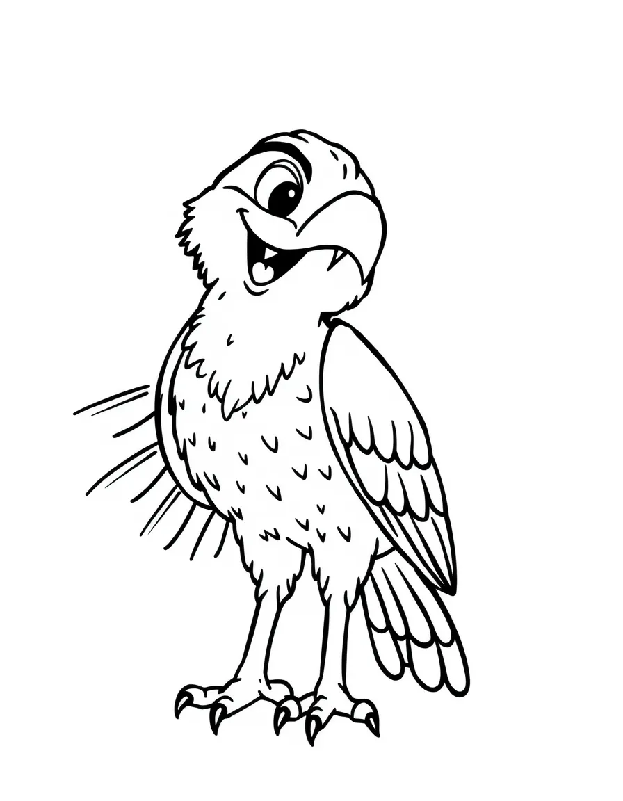 Cheerful cartoon sparrowhawk coloring page