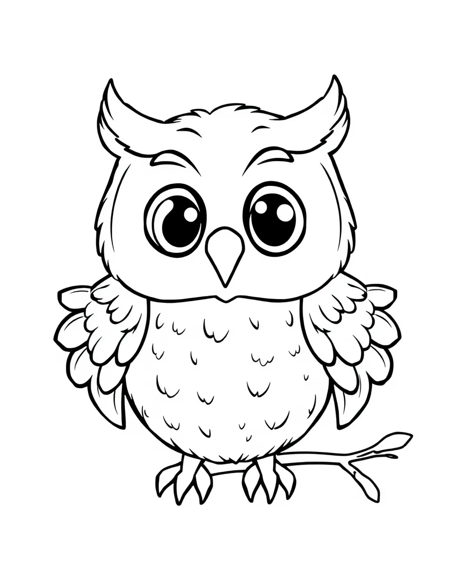 Cheerful cartoon barn owl coloring page