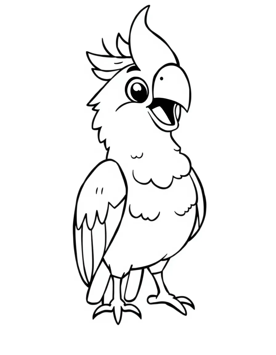 Cheerful cartoon cockatiel coloring page