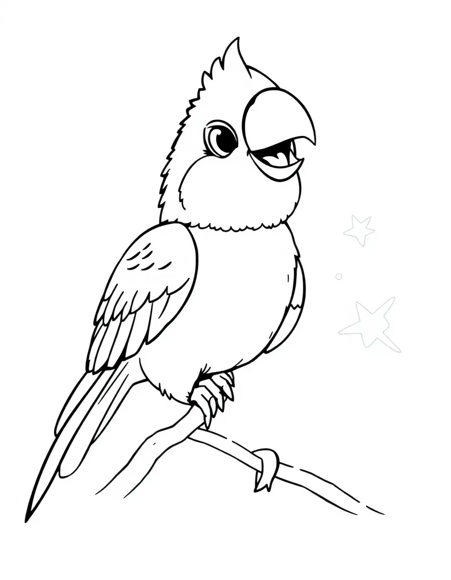 Cheerful cartoon lorikeet coloring page
