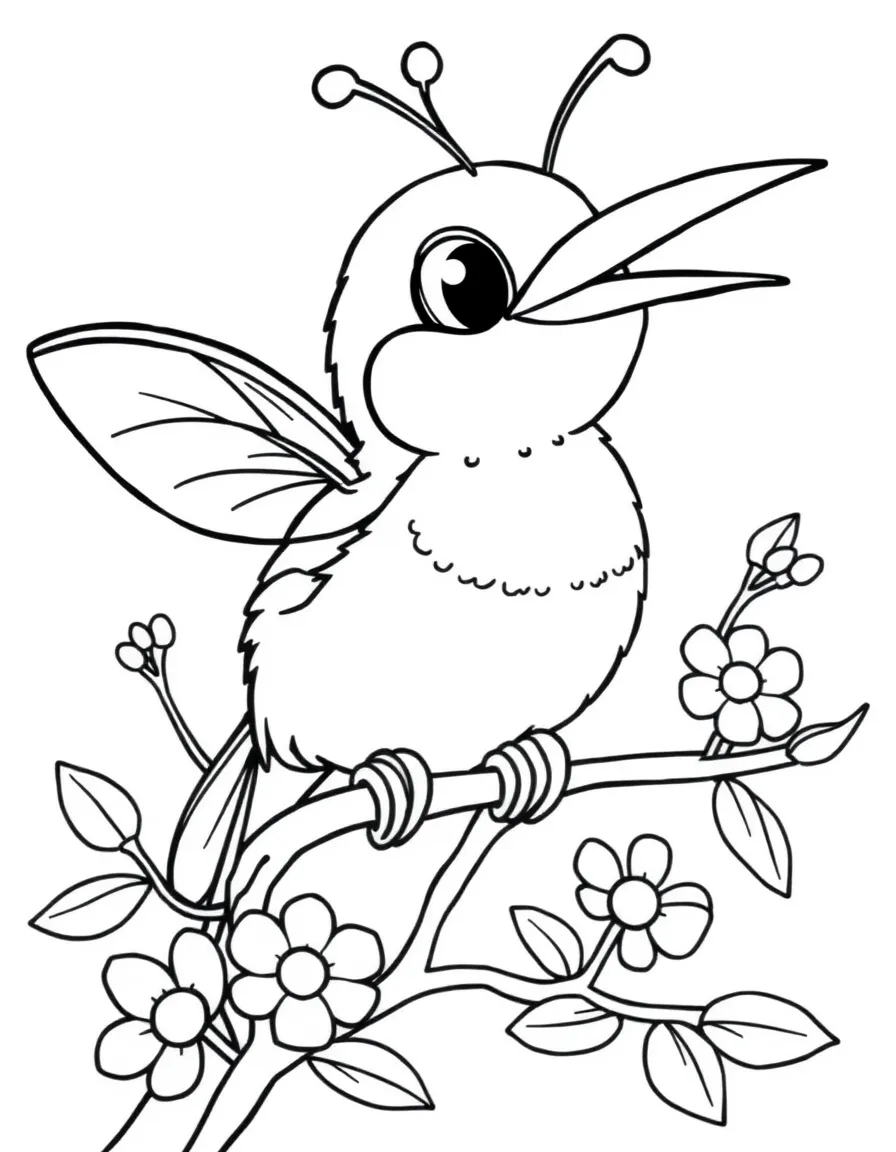 Cheerful cartoon bee-eater coloring page