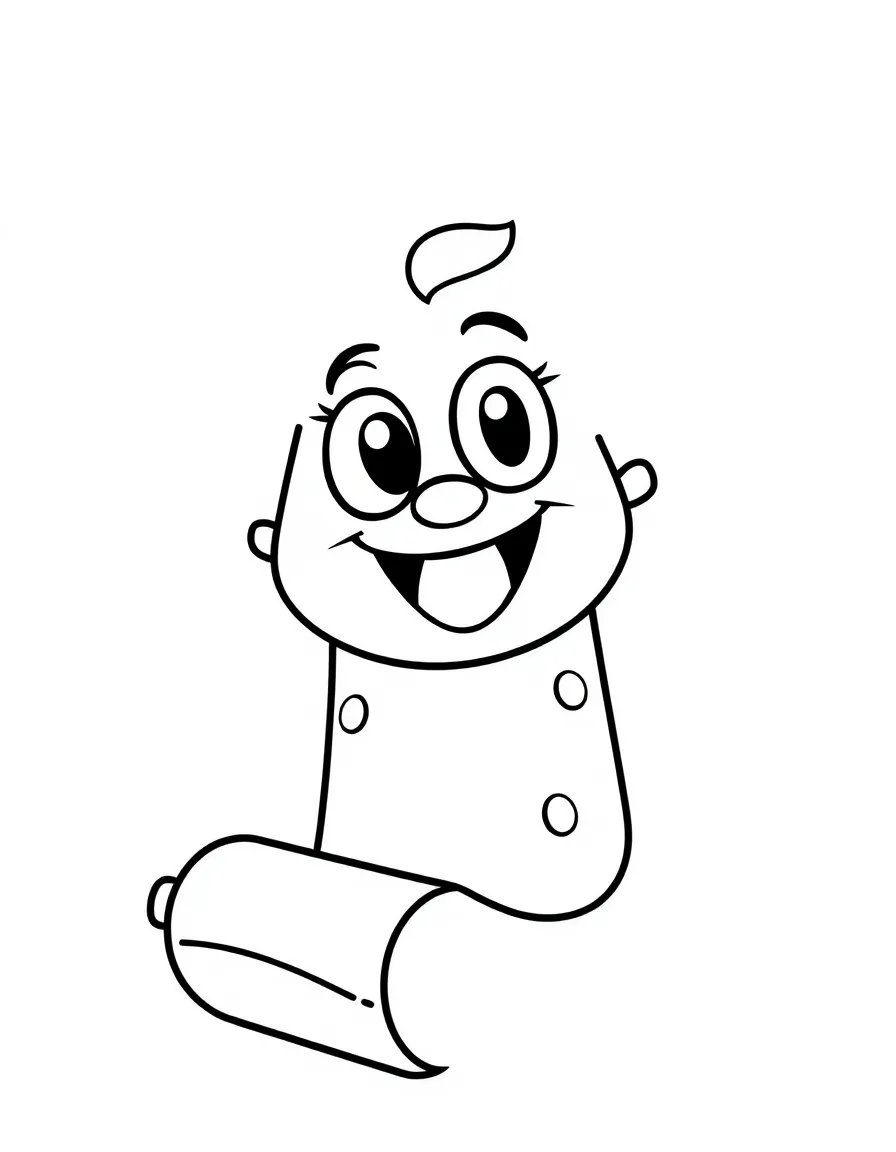 Cheerful cartoon roller coloring page