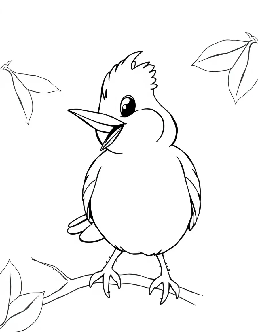 Cheerful cartoon thrush coloring page
