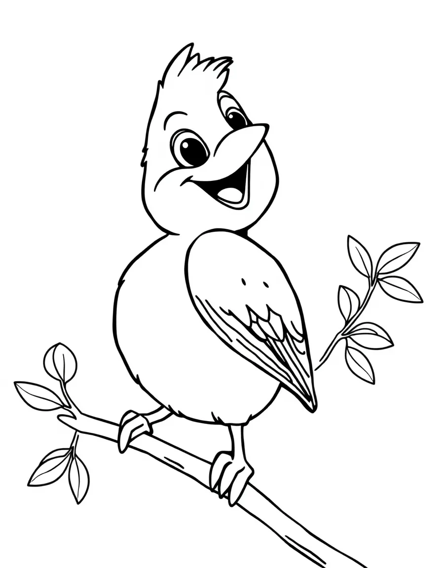 Cheerful cartoon oriole coloring page