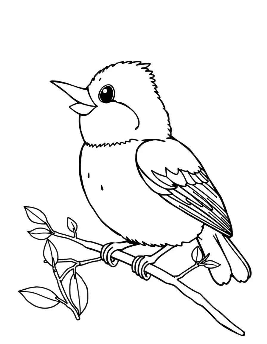 Cheerful cartoon tanager coloring page