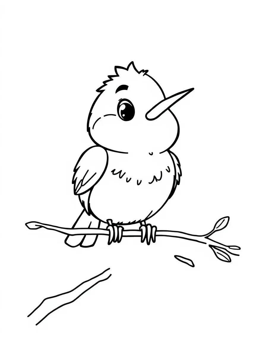 Cheerful cartoon warbler coloring page