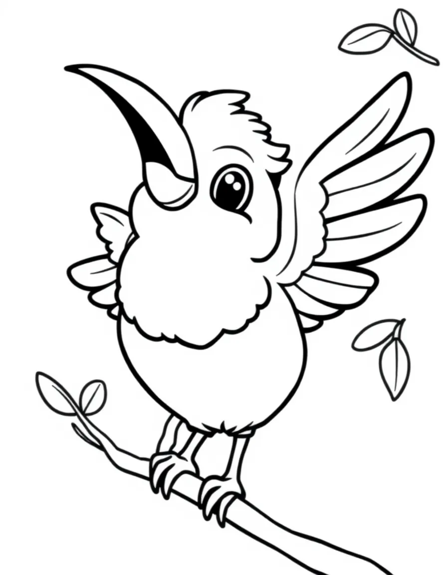 Cheerful cartoon vireo coloring page