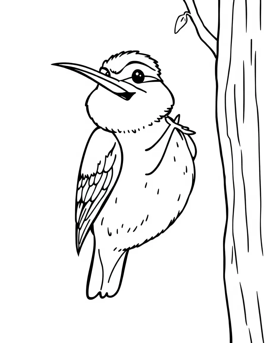 Cheerful cartoon nuthatch coloring page