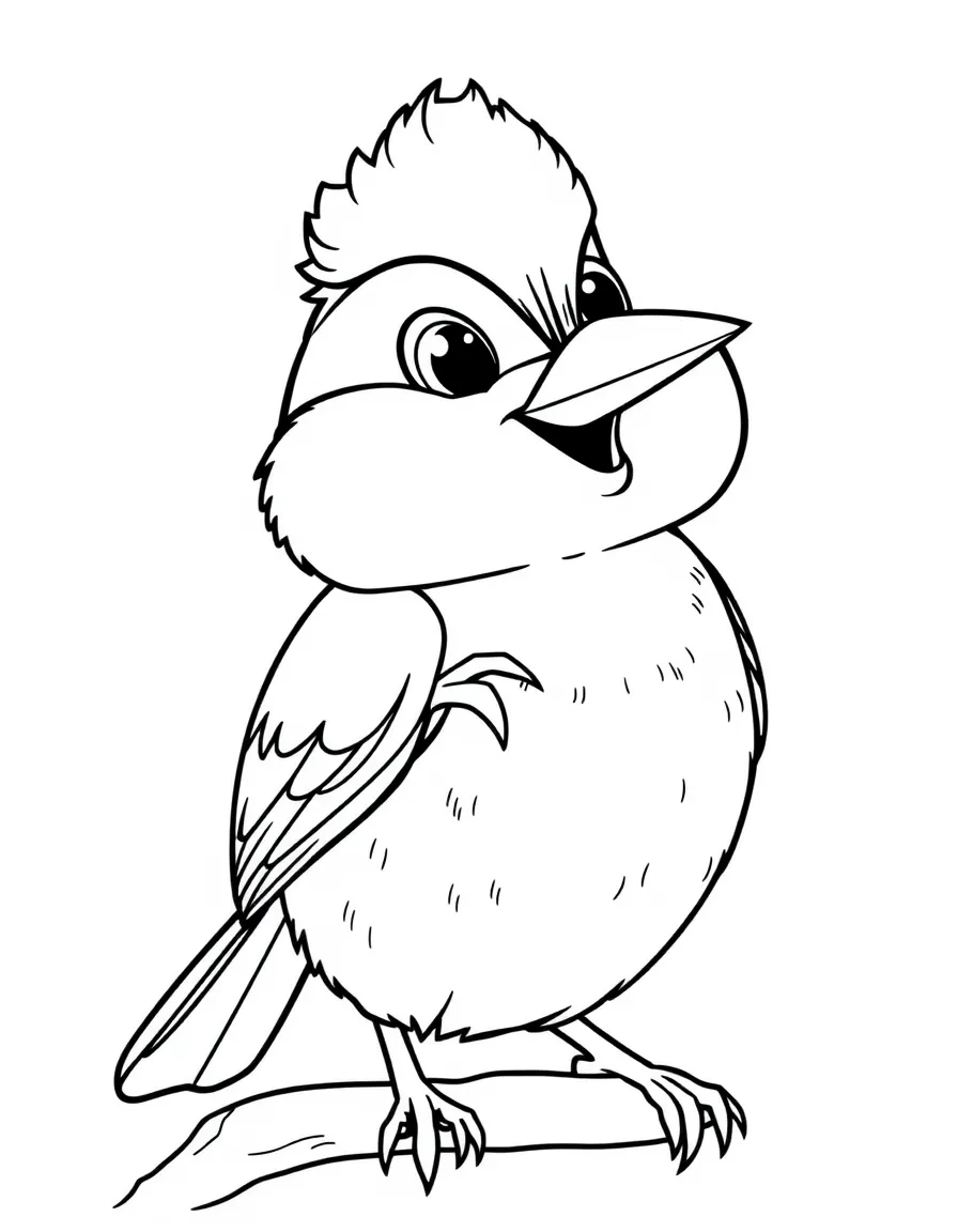 Cheerful cartoon titmouse coloring page