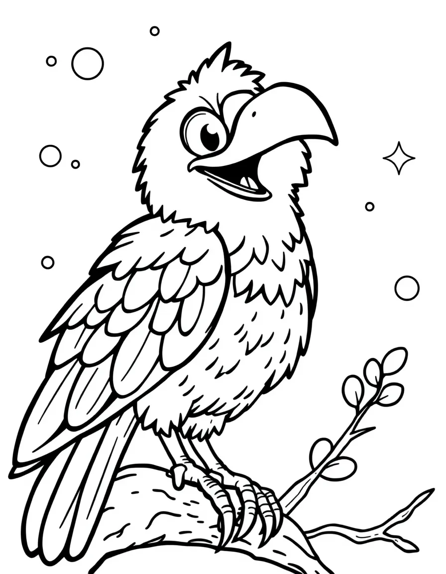Cheerful cartoon nighthawk coloring page