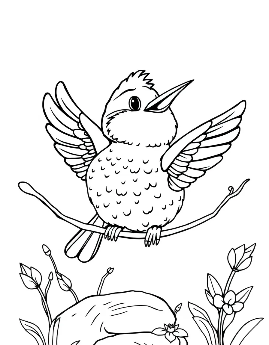 Cheerful cartoon whippoorwill coloring page