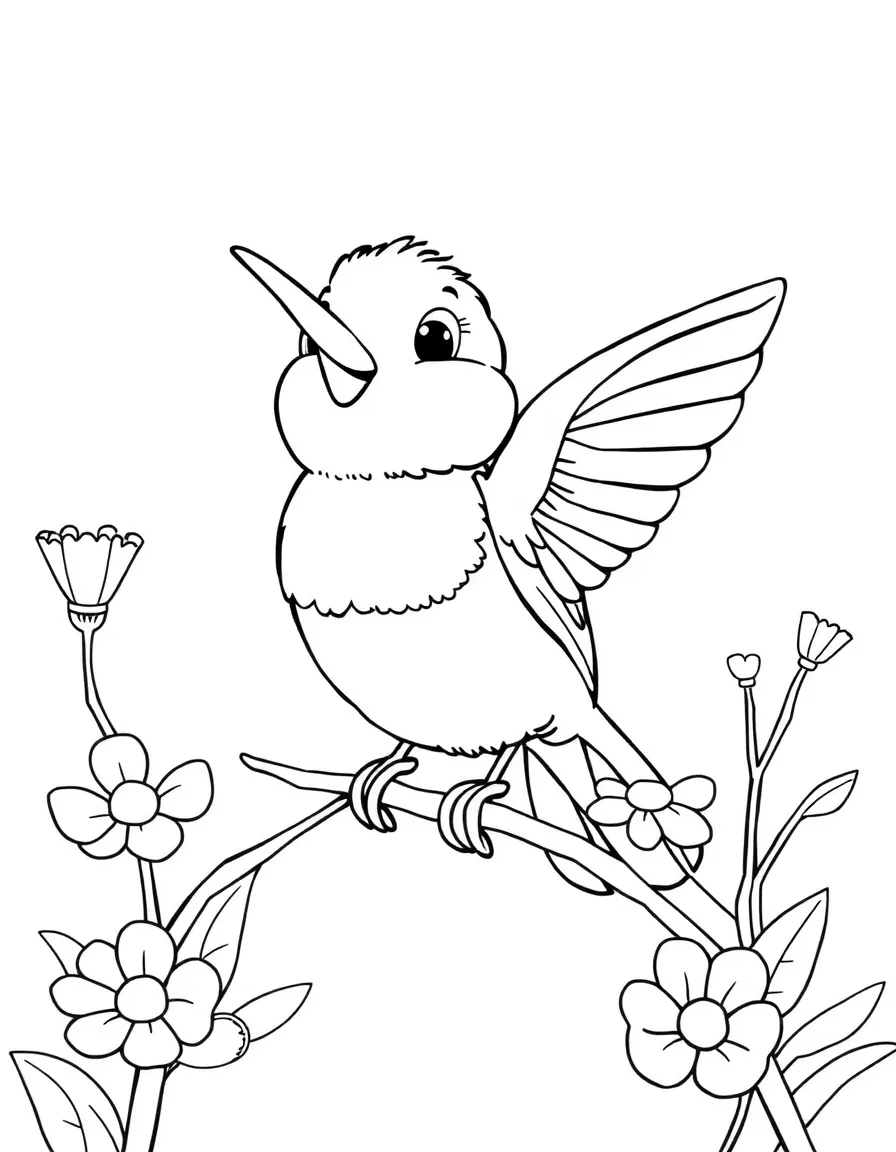 Cheerful cartoon flycatcher coloring page
