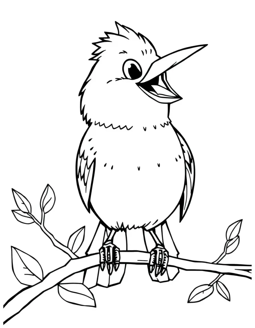 Cheerful cartoon kingbird coloring page