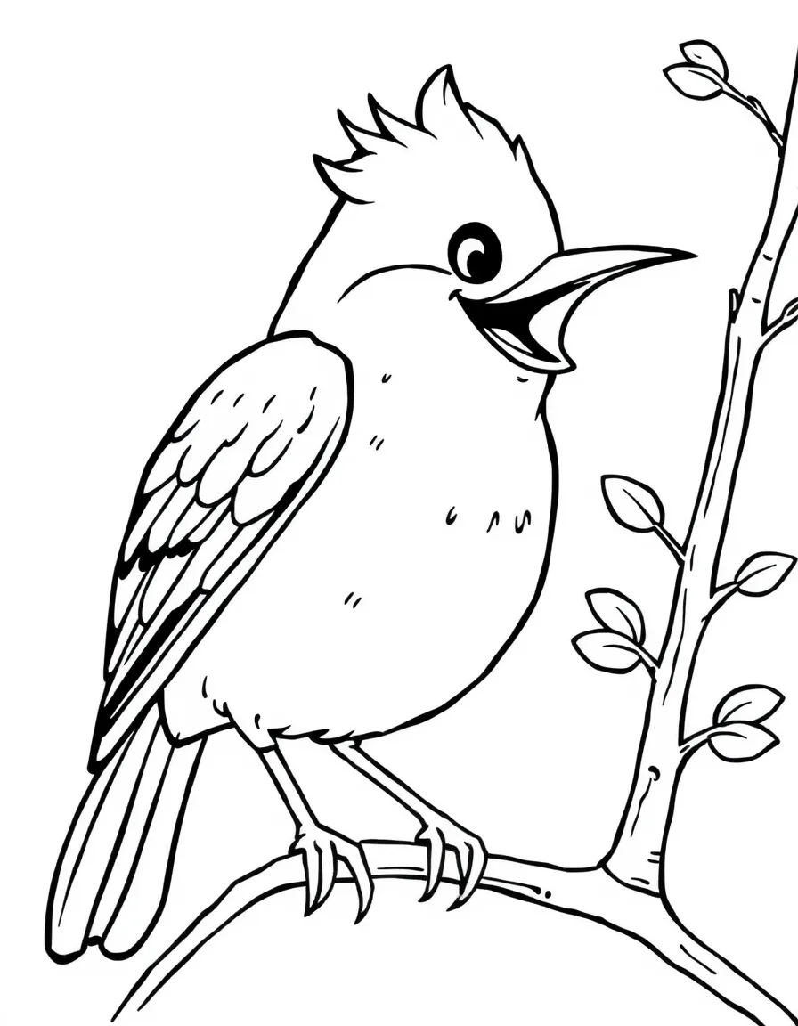 Cheerful cartoon shrike coloring page
