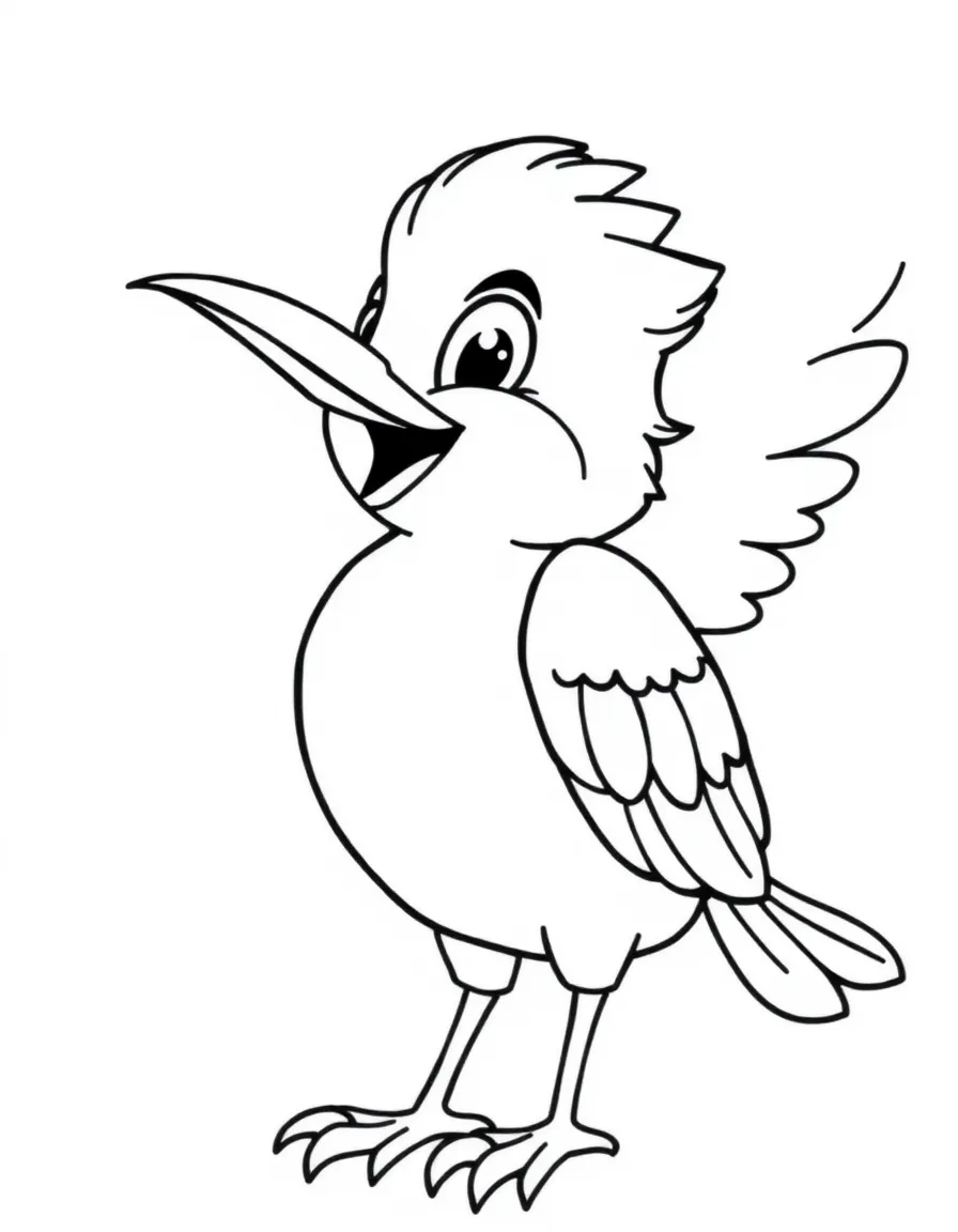 Cheerful cartoon redwing coloring page