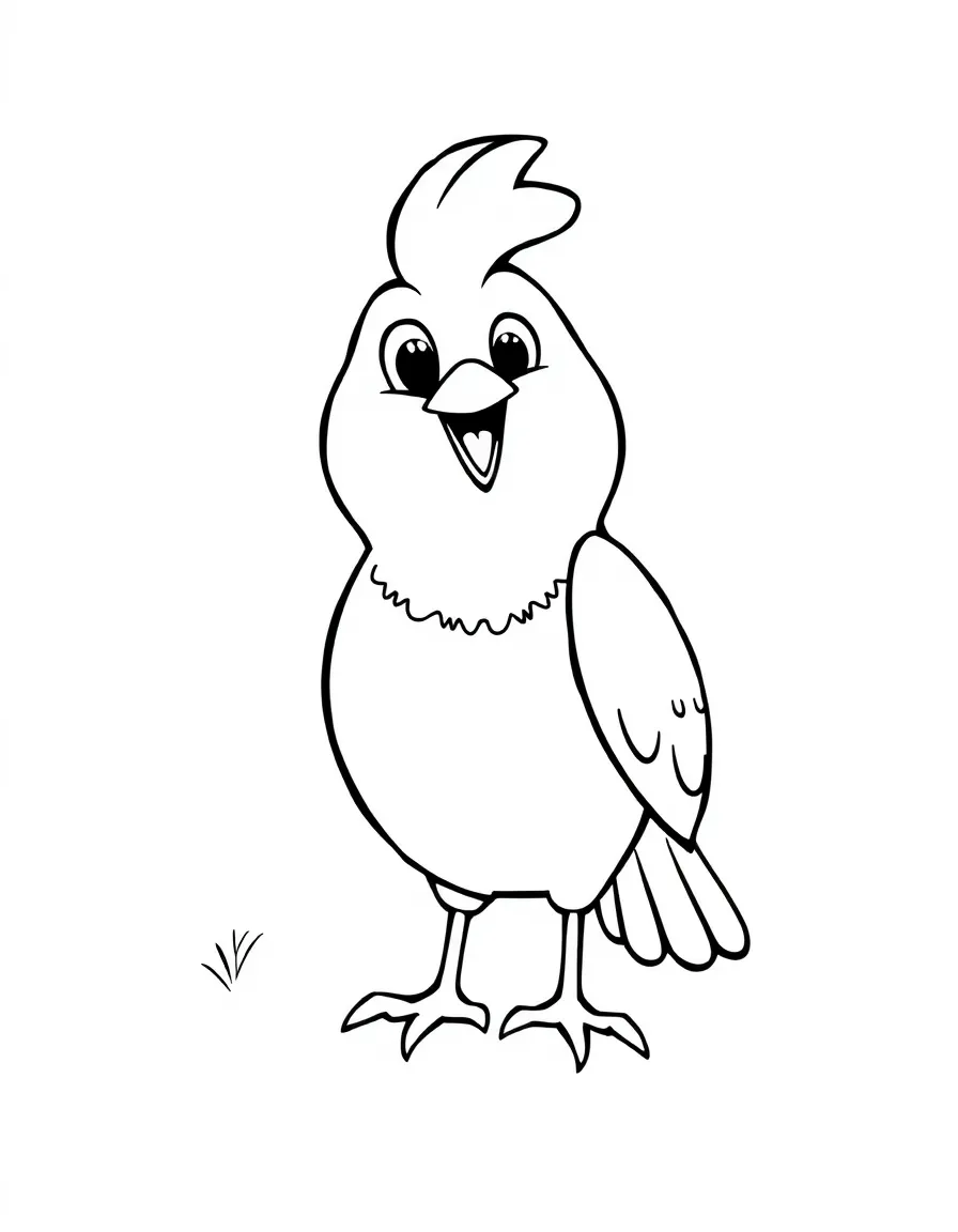 Cheerful cartoon bobolink coloring page