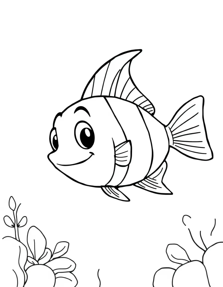 Cheerful cartoon angelfish coloring page