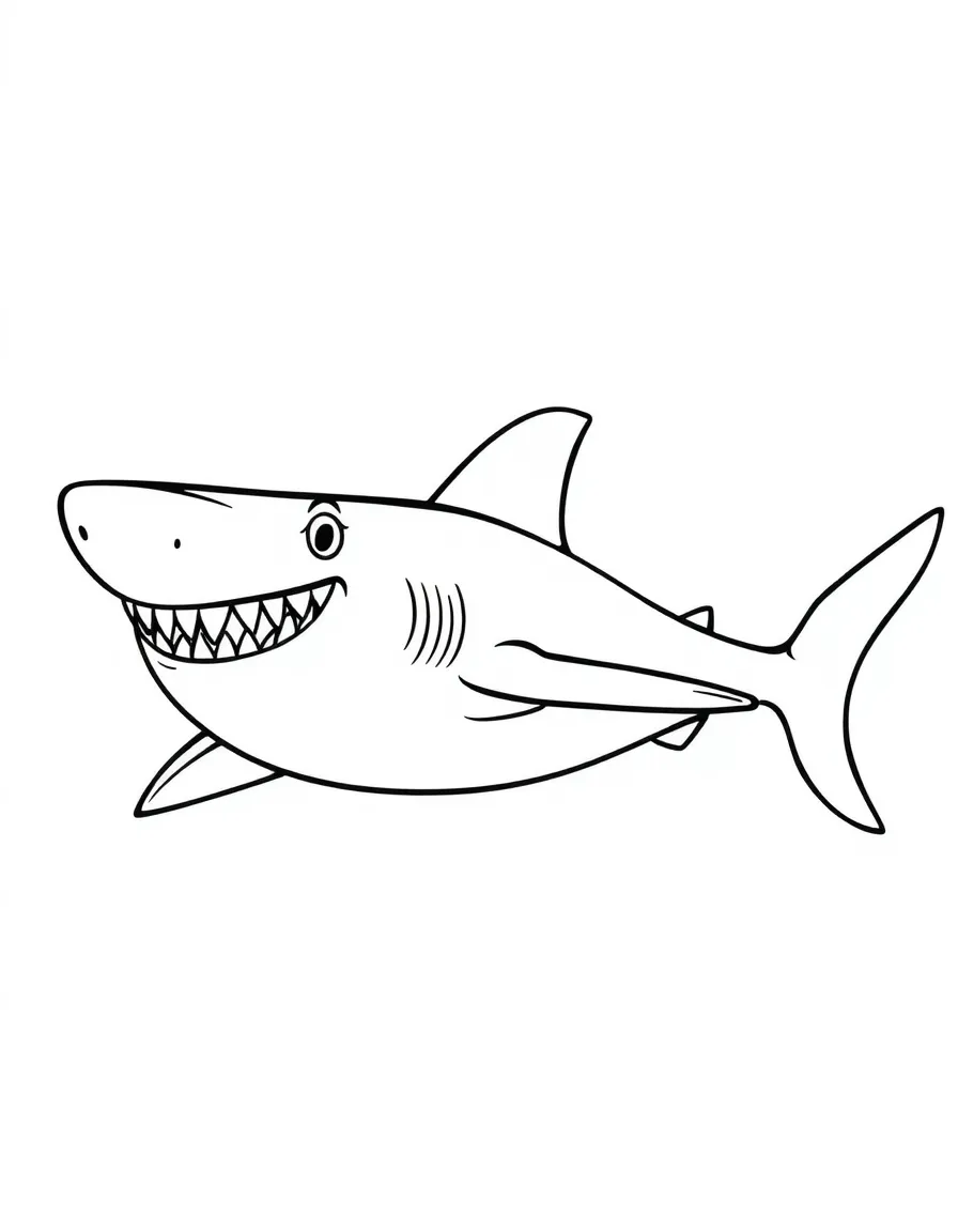 Cheerful cartoon hammerhead shark coloring page