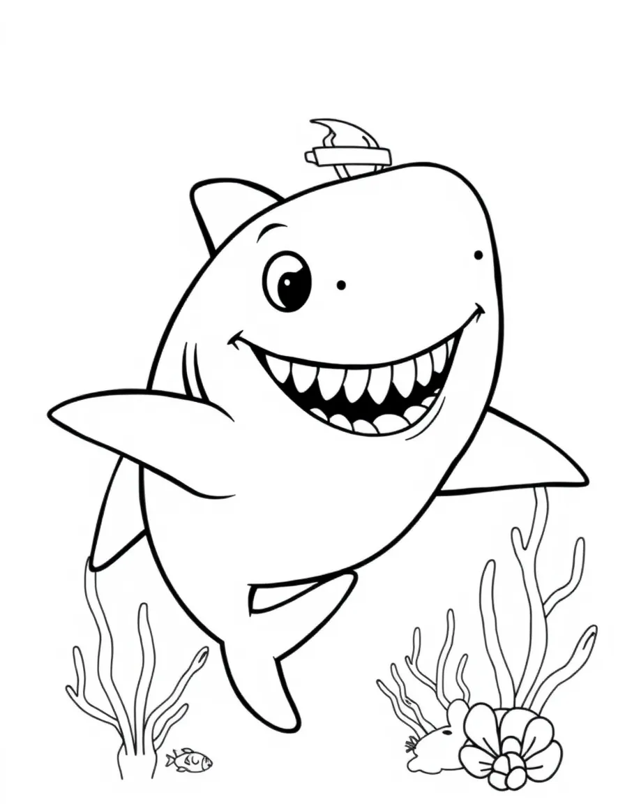 Cheerful cartoon nurse shark coloring page