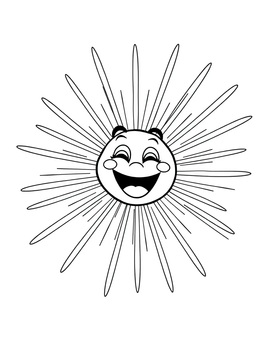 Cheerful cartoon ray coloring page