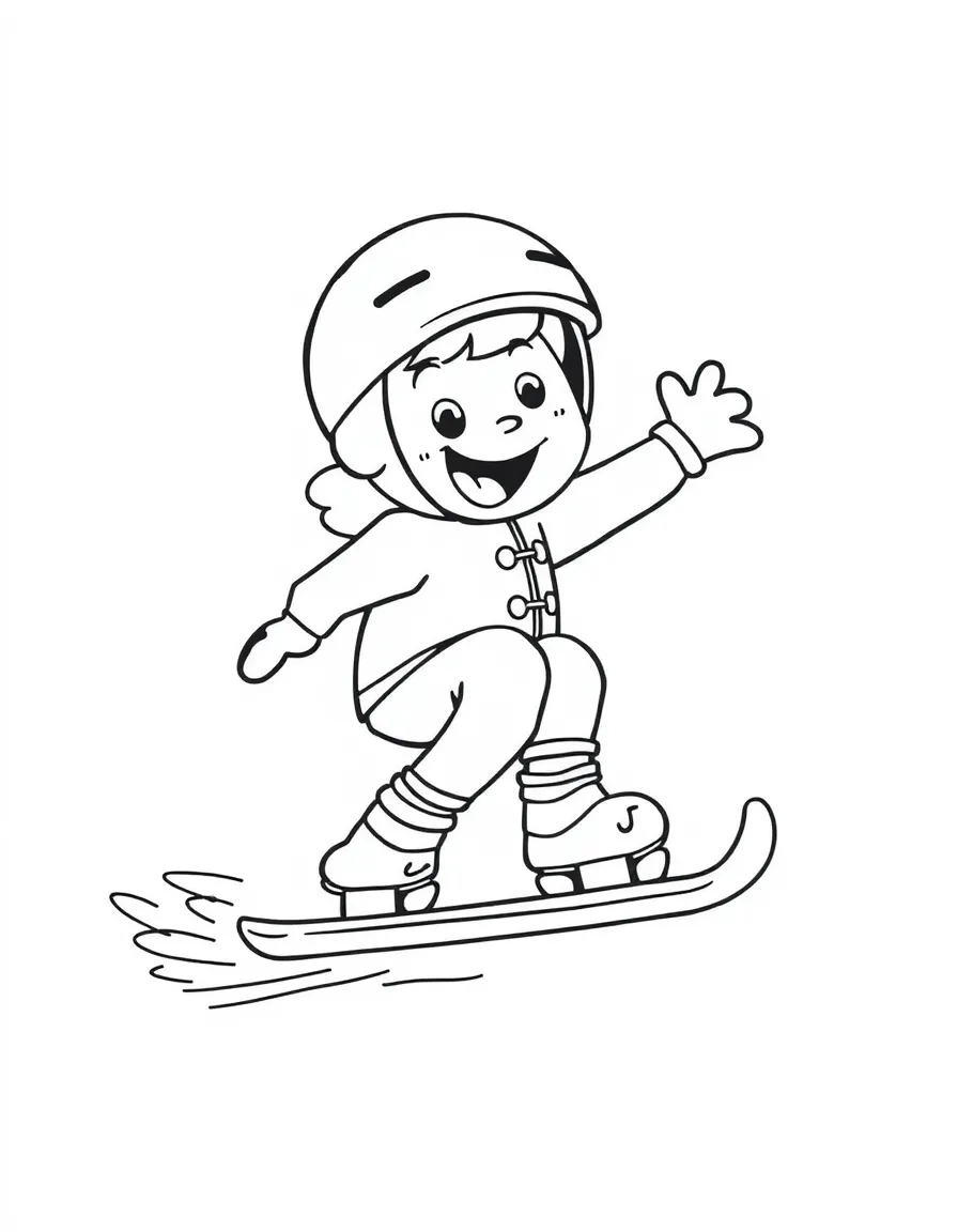 Cheerful cartoon skate coloring page
