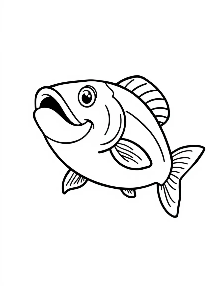 Cheerful cartoon salmon coloring page