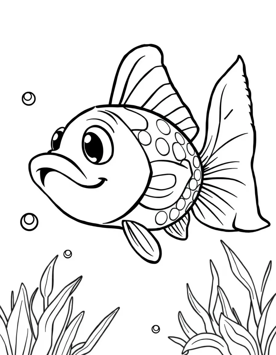 Cheerful cartoon carp coloring page