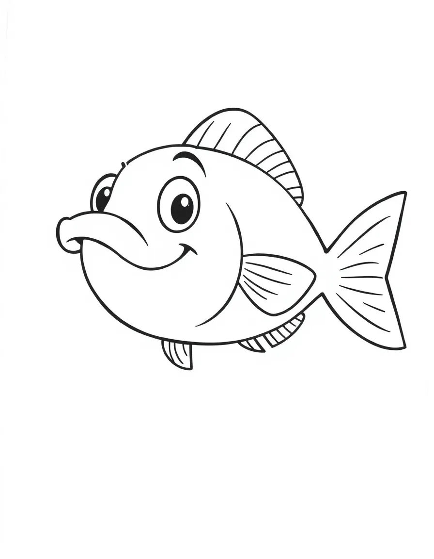 Cheerful cartoon catfish coloring page