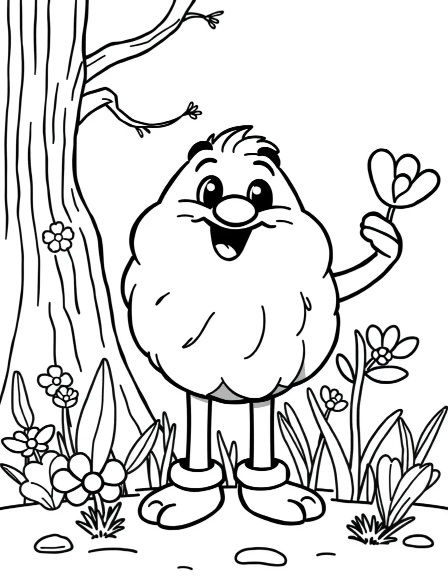 Cheerful cartoon sole coloring page