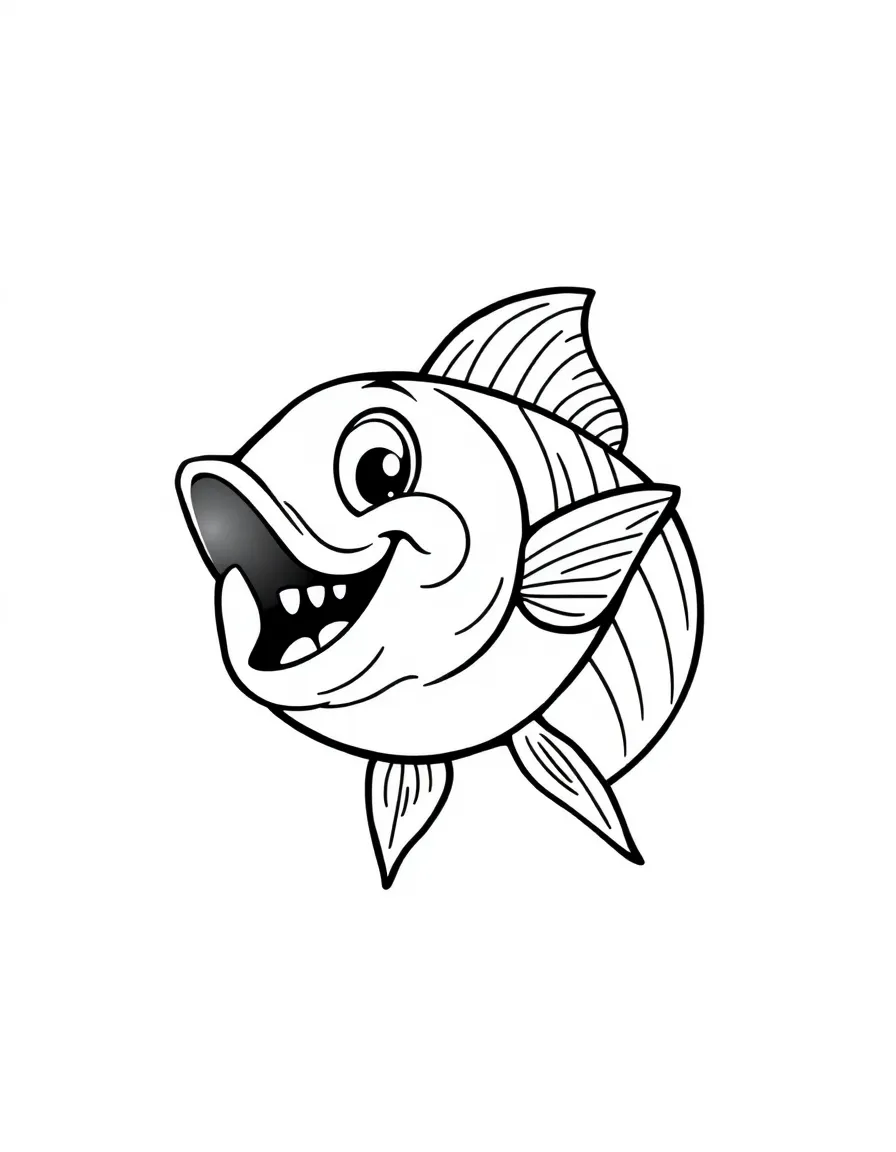 Cheerful cartoon mackerel coloring page