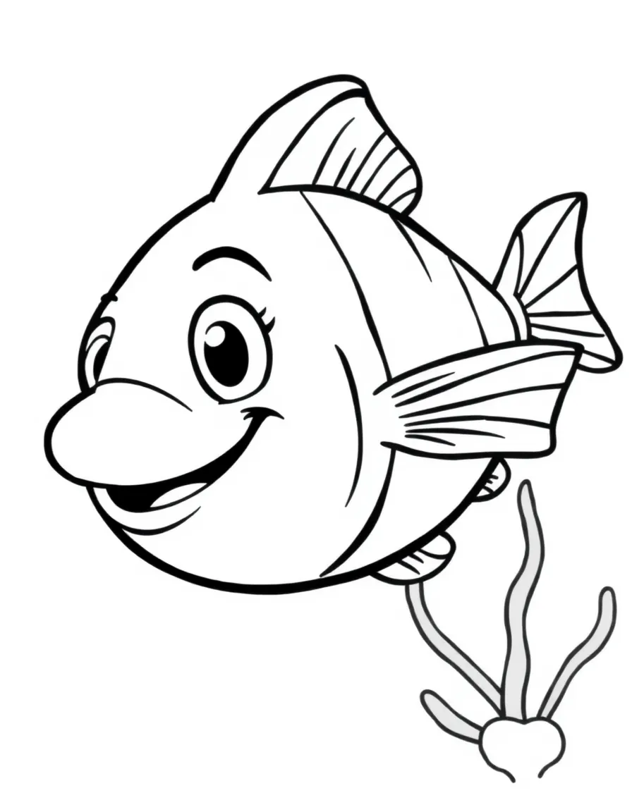 Cheerful cartoon anchovy coloring page