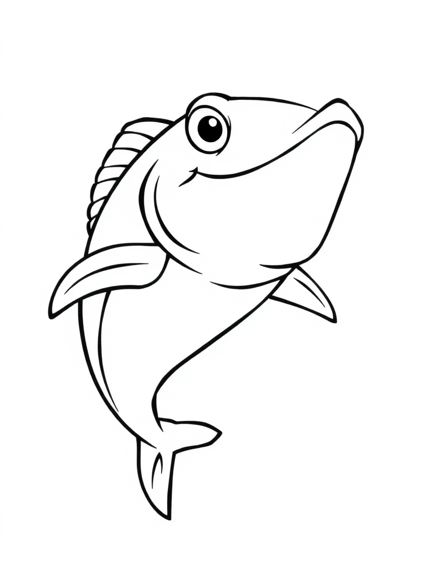 Cheerful cartoon barracuda coloring page
