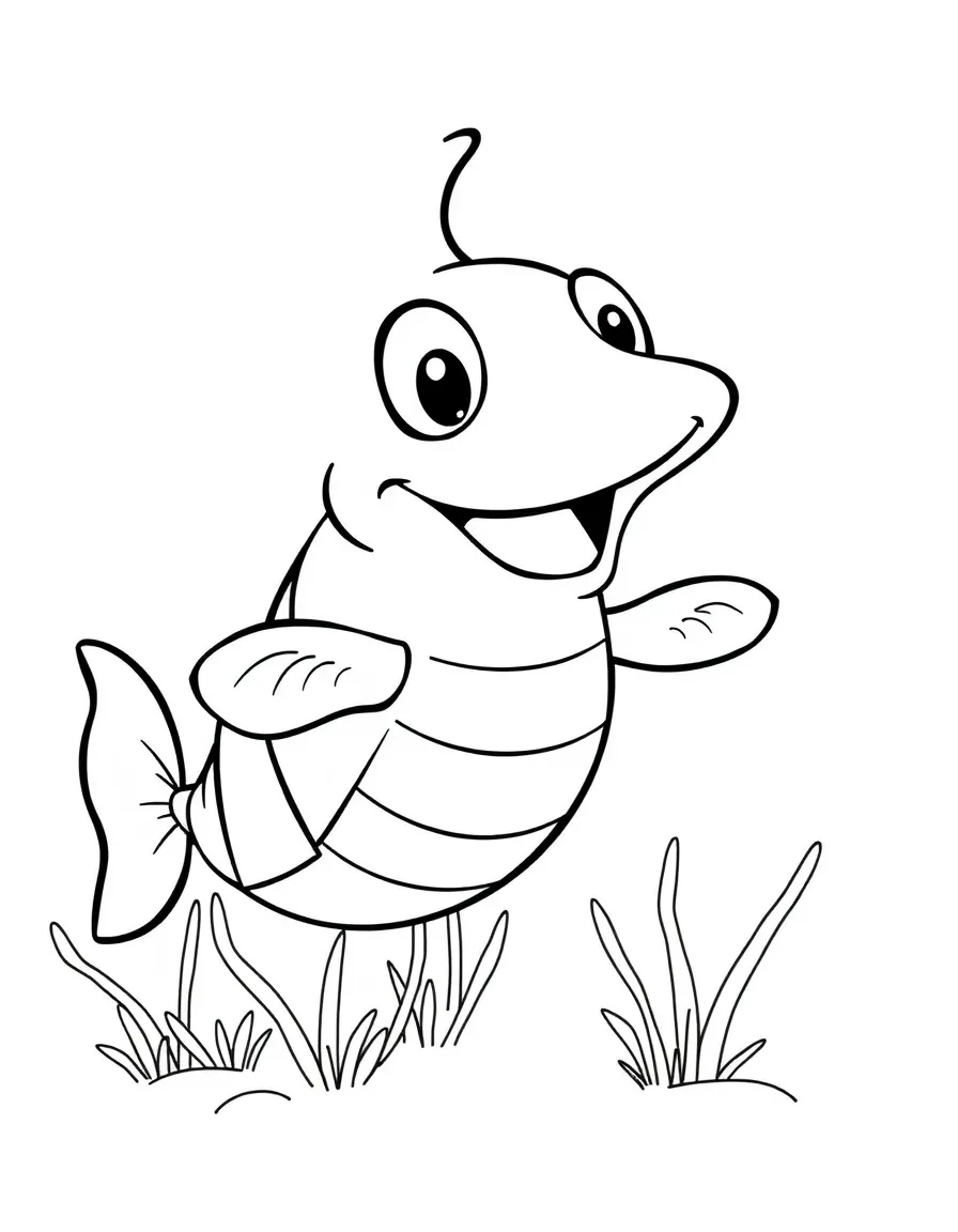 Cheerful cartoon snapper coloring page