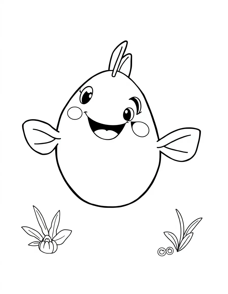 Cheerful cartoon mahi-mahi coloring page