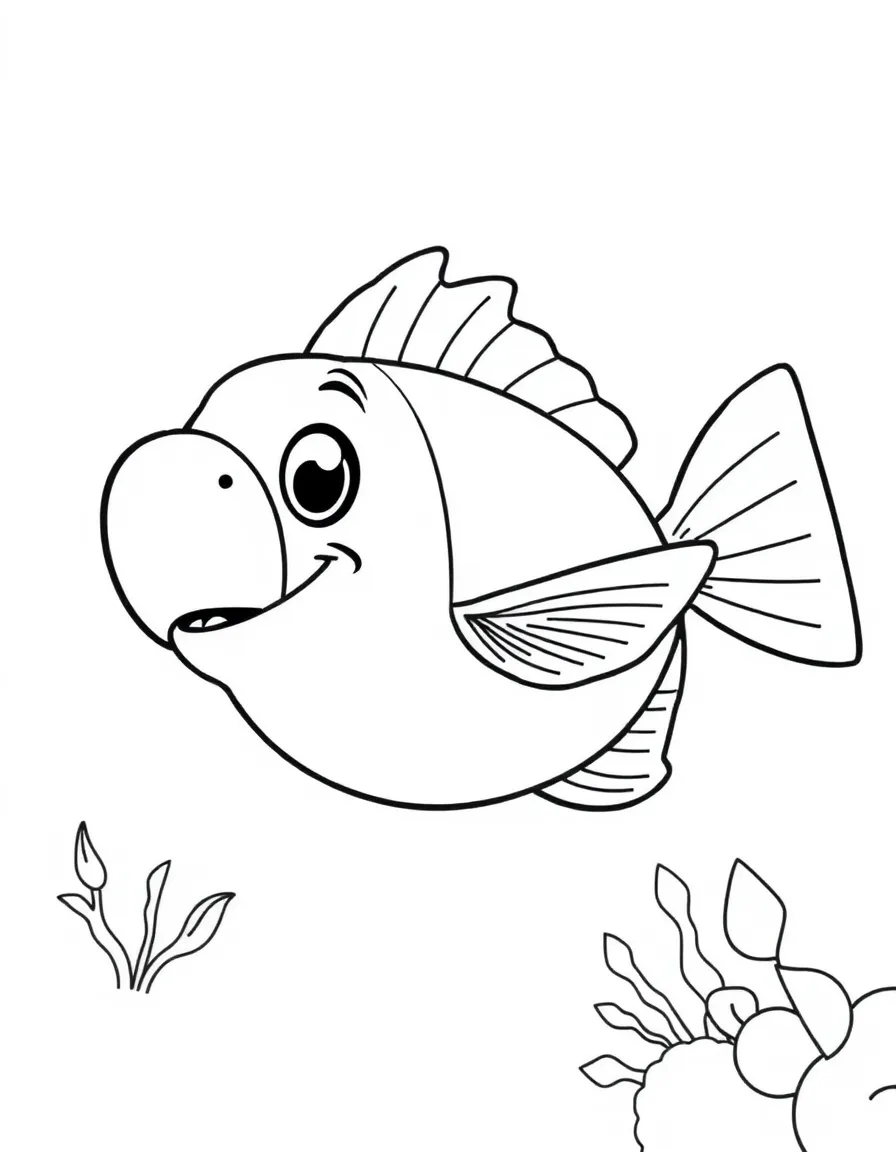 Cheerful cartoon parrotfish coloring page