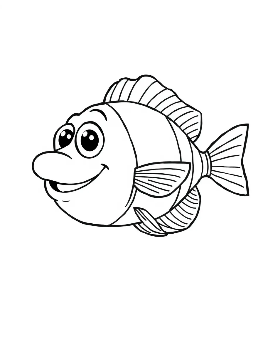 Cheerful cartoon wrasse coloring page