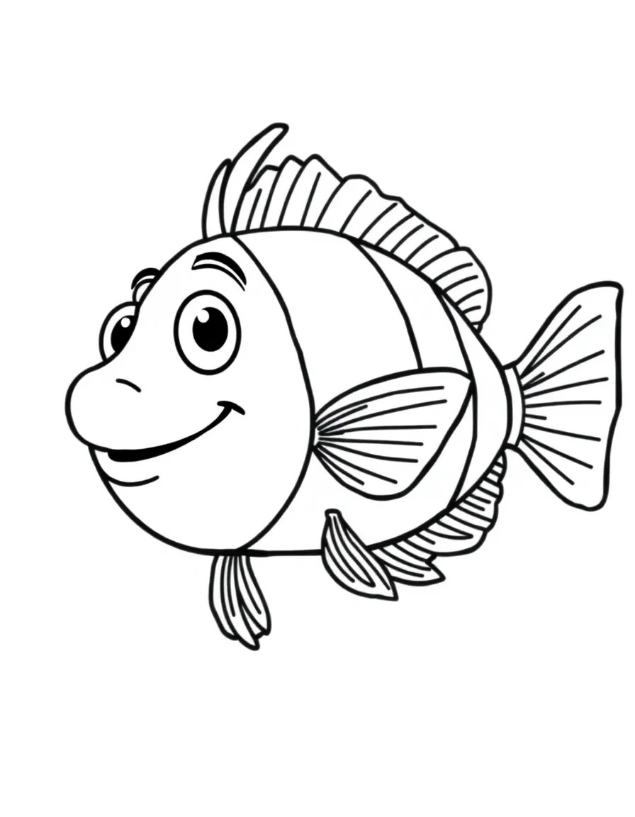 Cheerful cartoon damselfish coloring page