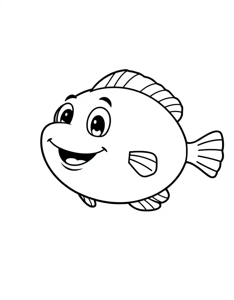 Cheerful cartoon pufferfish coloring page