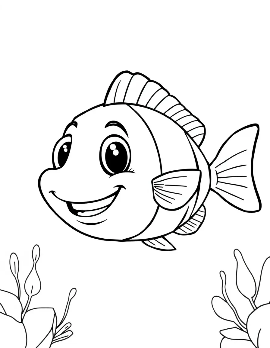 Cheerful cartoon boxfish coloring page