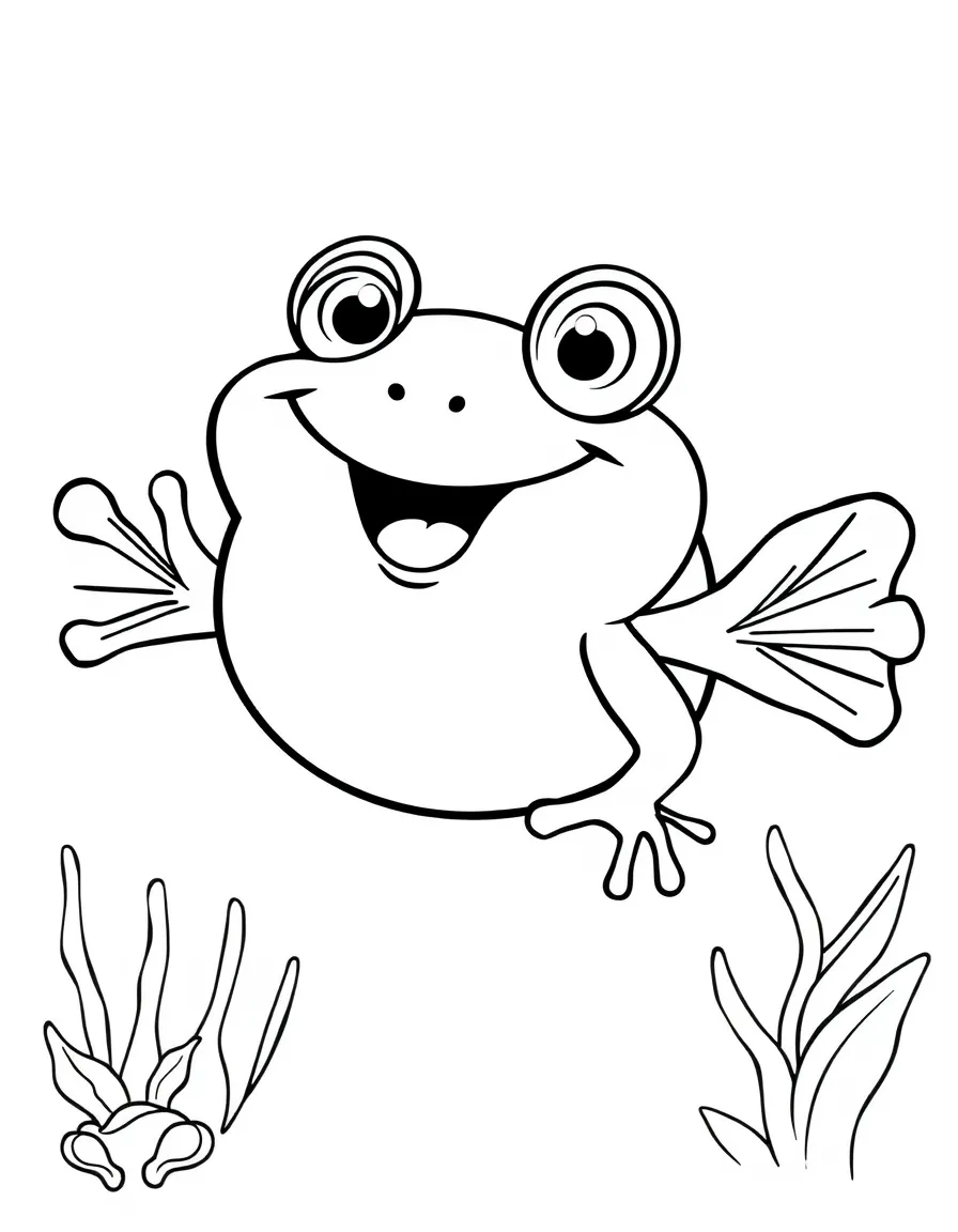Cheerful cartoon frogfish coloring page