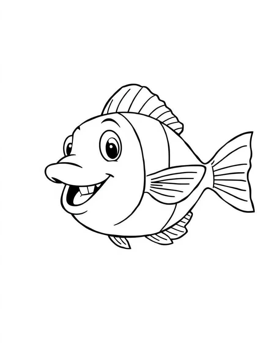 Cheerful cartoon anglerfish coloring page