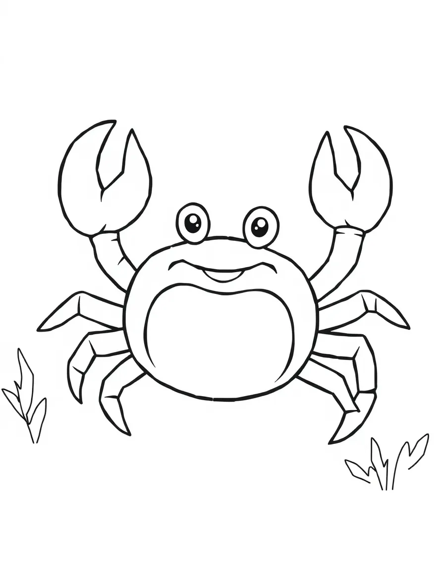 Cheerful cartoon crab coloring page