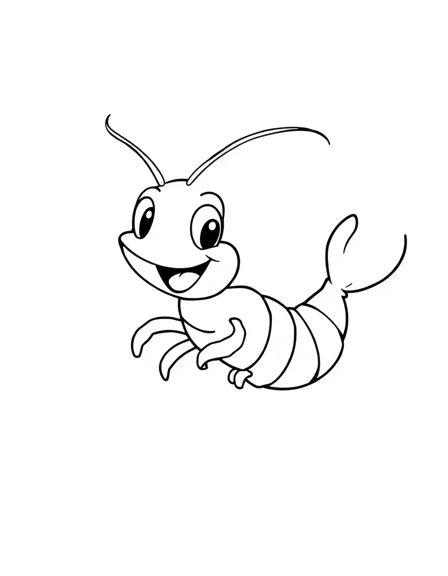 Cheerful cartoon shrimp coloring page
